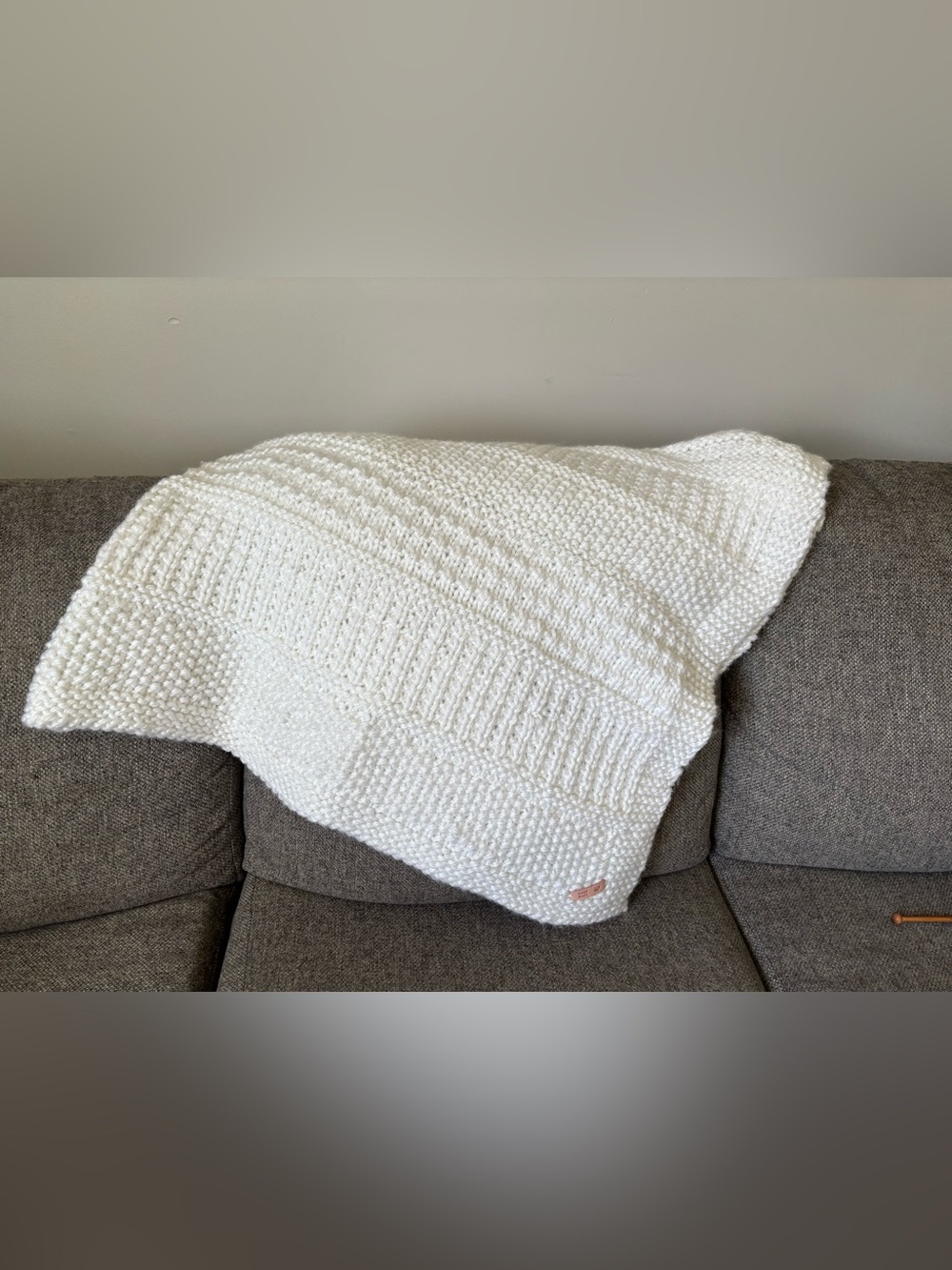 Cozy White Knit Throw Blanket for baby